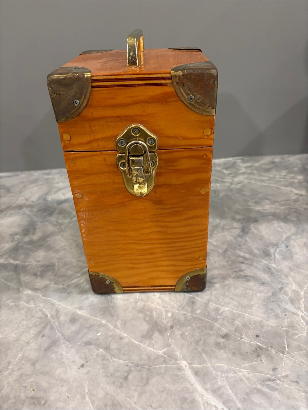 Hand Crafted Orange Pine Keepsake Chest with Brass Hardware